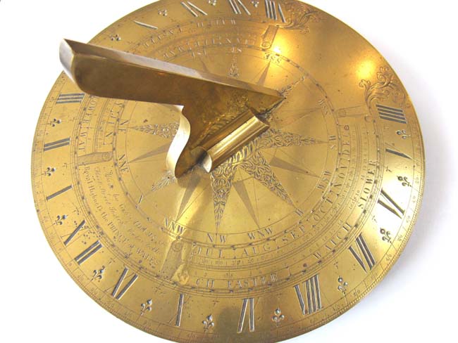An Important engraved brass Sundial by George Adams, Maker to His Royal Highness, circa 1760.